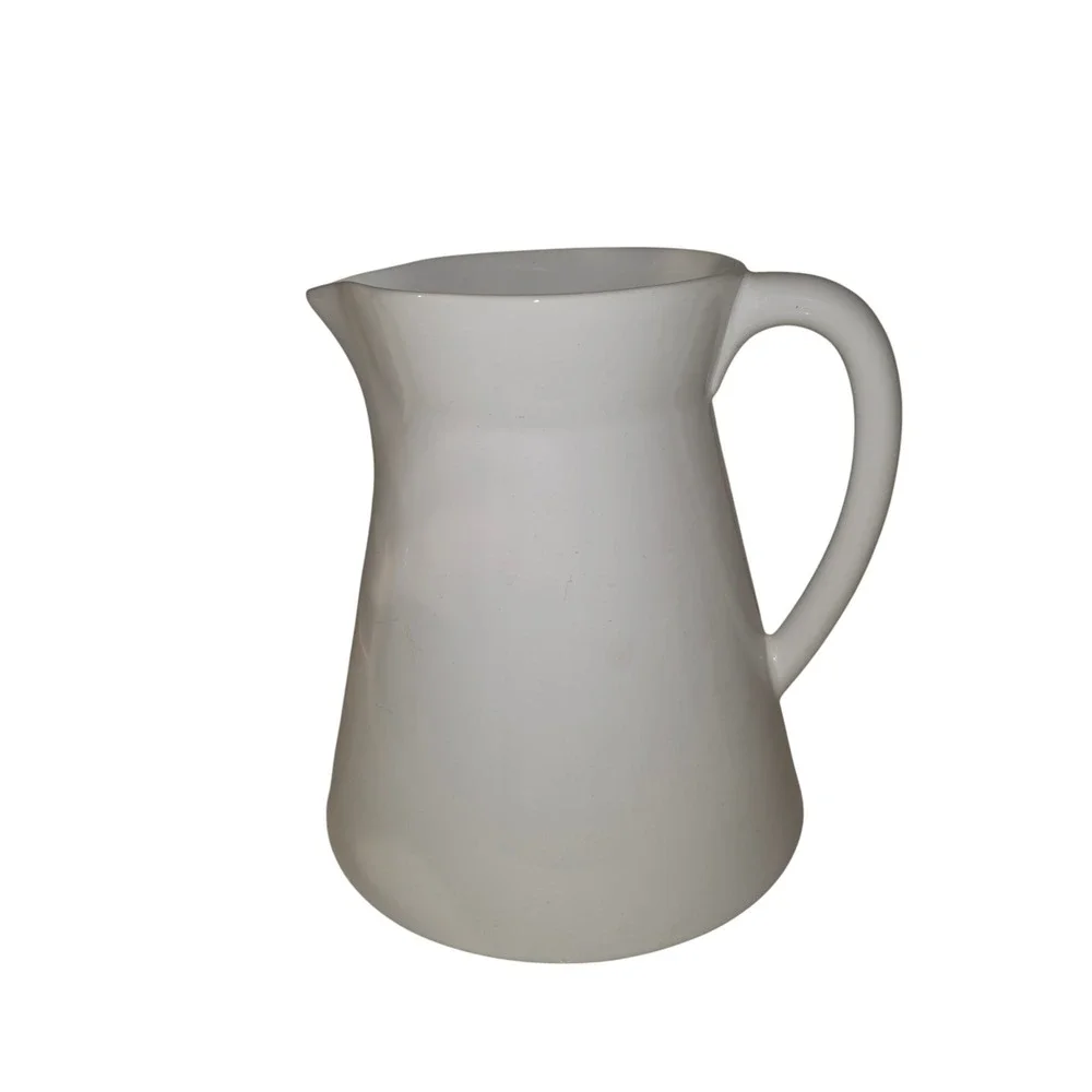 Faria Bento  White Ceramic Tall Pitcher Carafe Water Coffee Tea Server, Jug Vase